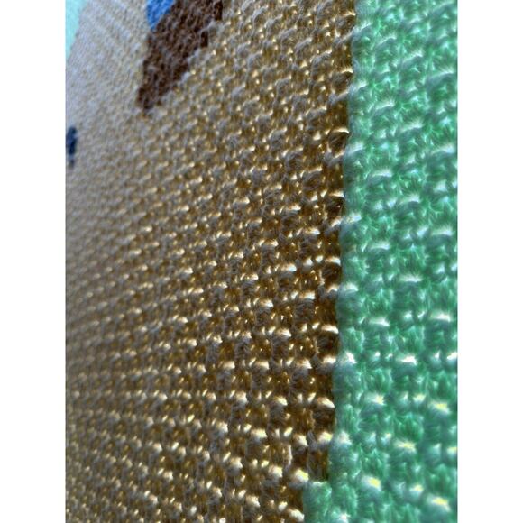 Vintage Baby Bear & Butterfly Afghan Nursery Crochet Knit Crib Blanket Handmade - Picture 3 of 4